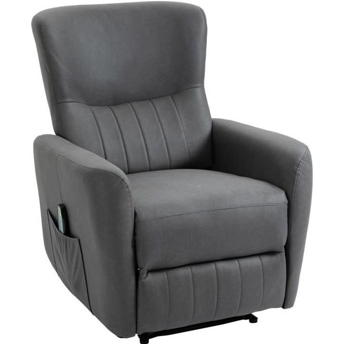 fauteuil de relaxation inclinable 8 points de massage repose-pied ajustable microfibre polyester gris 79x101x96cm gris