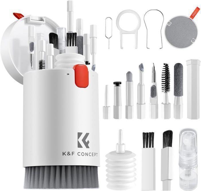 K&F Concept Kit de Nettoyage 20 en 1, Spray de Nettoyage pour Ecran Ordinateur, Téléphone, AirPods, MacBook, iPad