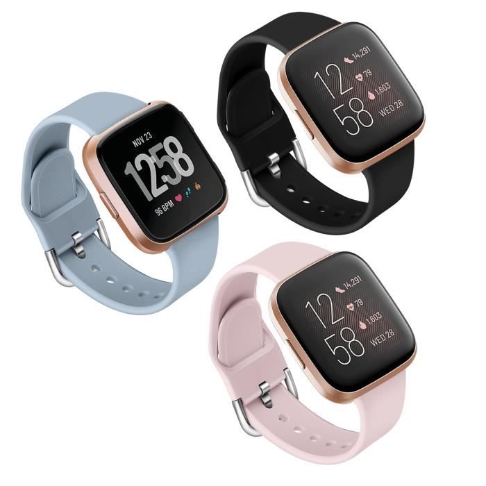 Bracelet Montre Compatible avec Fitbit VERSA /Versa 2/Versa Lite, 3 PACK  Bracelet de Sport Classique Silicone Doux Réglable