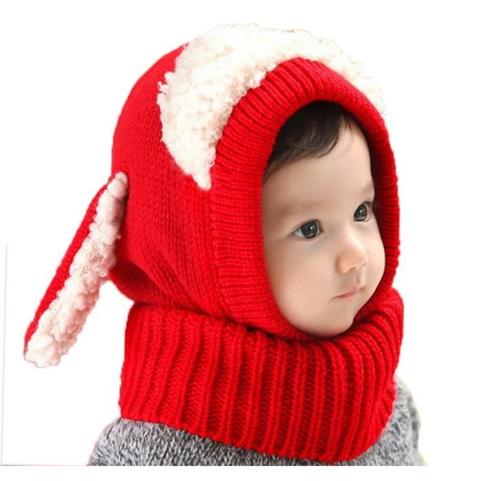 YiyiLai Cagoule Bébé Tricoté Bonnet Cache Oreille Cou Chaud Hiver Automne Mignon