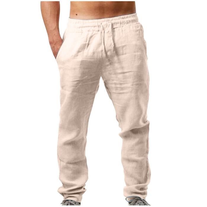 Pantalon Décontracté Homme - 100% Polyester Uni Avec Poche