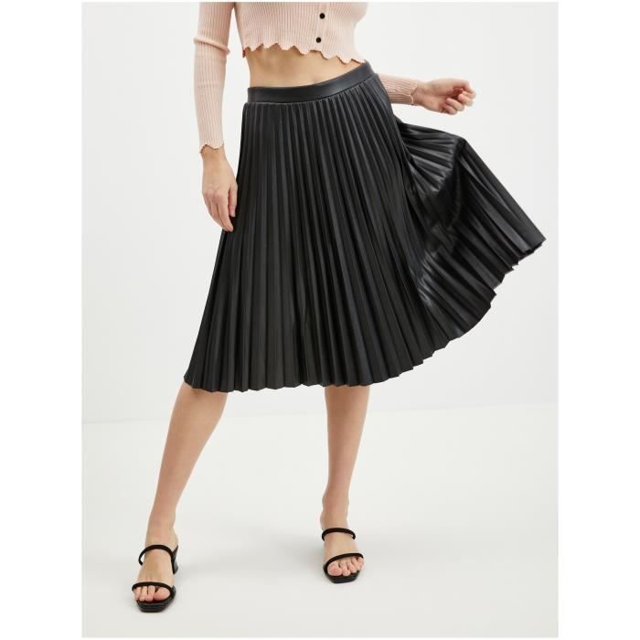 Jupe pliss e en similicuir noir pour femme ORSAY XL Noir