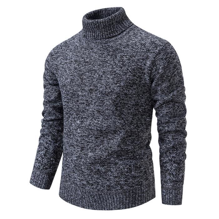 Pull Homme Col Roulé En Tricot Doublé Polaire Casual Pullover Epais Chaud  Couleur Unie Confortable Automne-Hiver Gris - Cdiscount Prêt-à-Porter