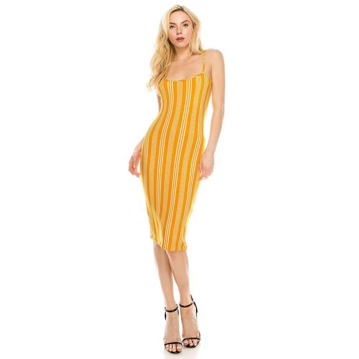 Robe A1exb Midi Moulante Super Soft Jersey Tissu Elastique Fendue Dans Le Dos Printemps Ete De Cocktail Taille 34 Jaune Achat Vente Robe Cdiscount