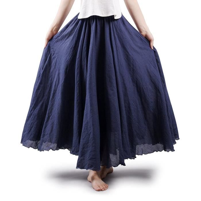 Jupe LOEMU Style boheme etage Longueur Maxi jupe Taille 44 Bleu Cdiscount Pret a Porter