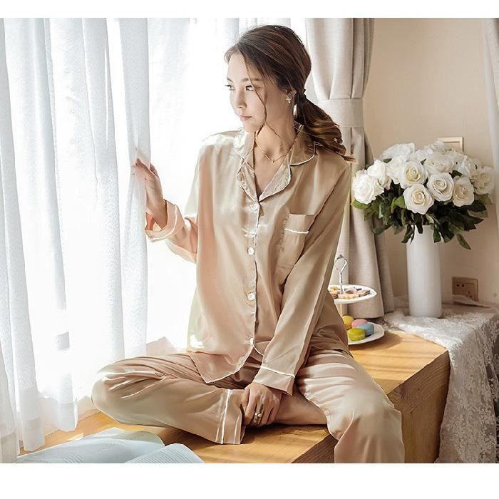 Ensemble déshabillé long satin sale