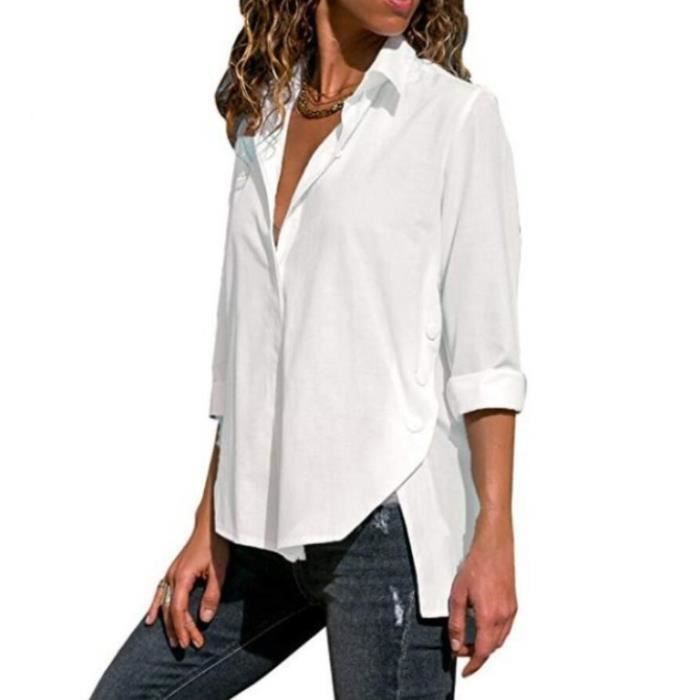 Chemisier Femme Manches Longues T-Shirt Mode Oversized Tunique