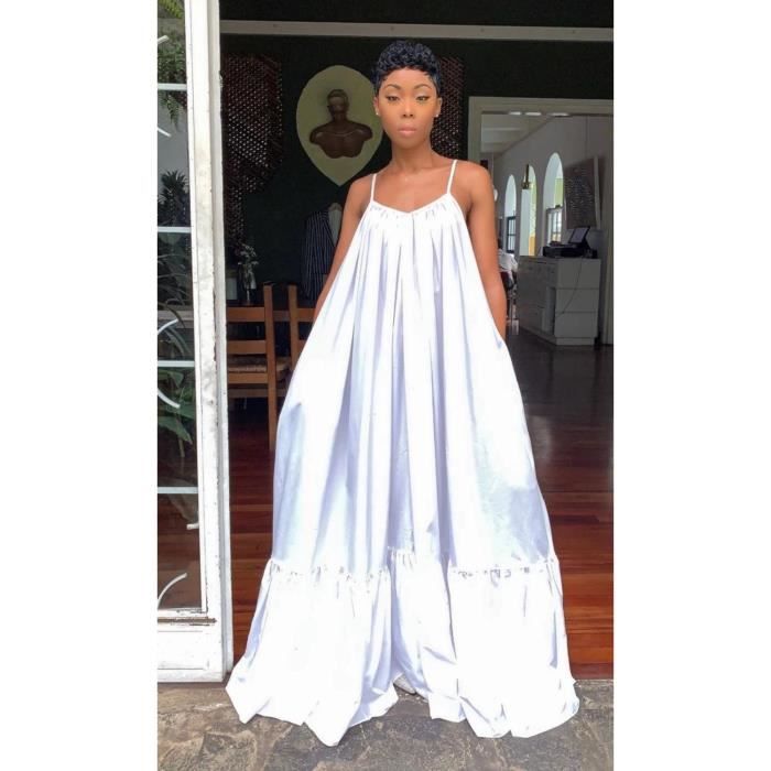Robe Tmustobe robe longue Sexy sans manches couleur unie