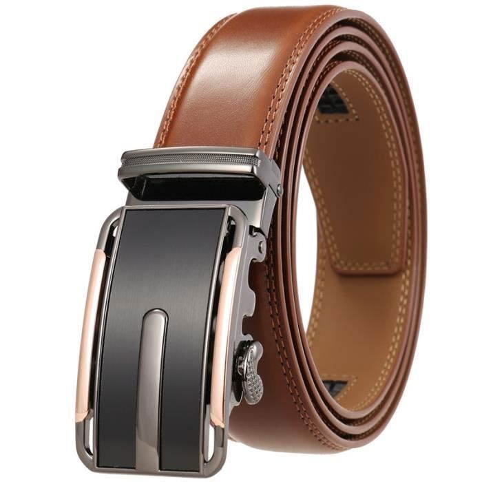 Ceinture Homme élégante En Cuir Synthétique - Boucle Acier Robuste - Taille Réglable - Neuf Avec étiquettes