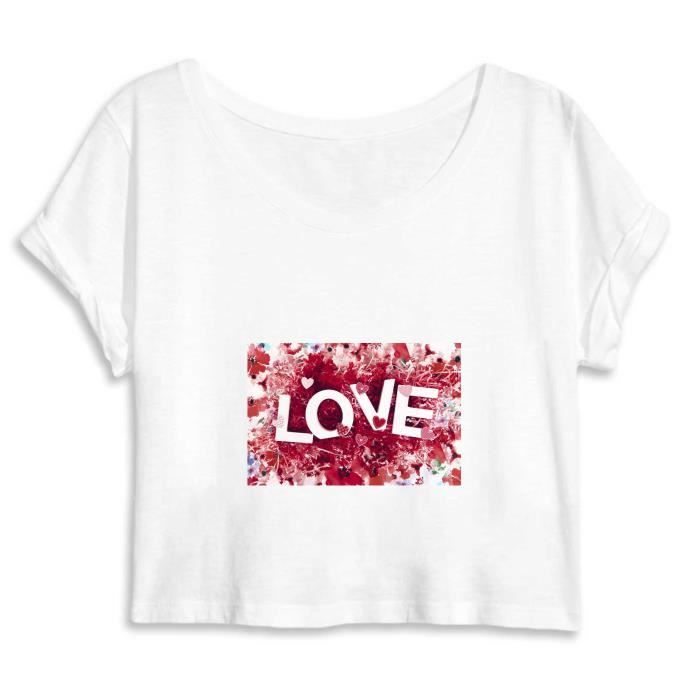 Crop Top Femme 100% Coton Bio Love Amour