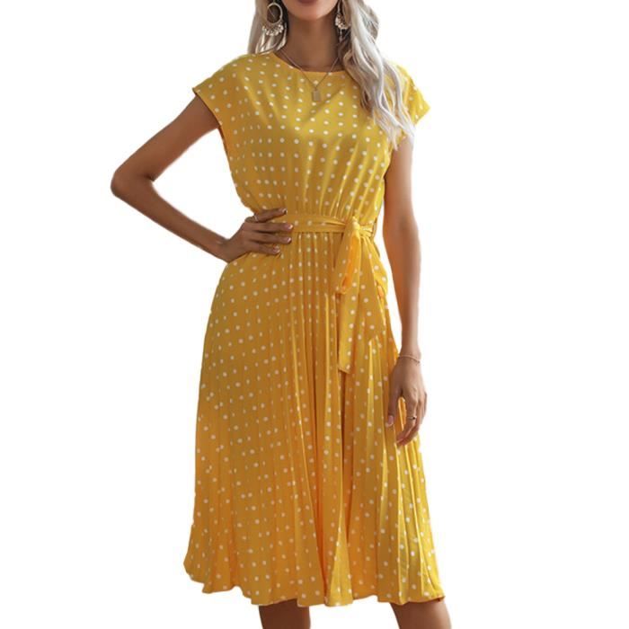 Robe Longue Plissée Manches Longues - Tissu Fin - Col Rond - Couleur Unie - Automne/Hiver - Soirée, Bureau, Quotidien