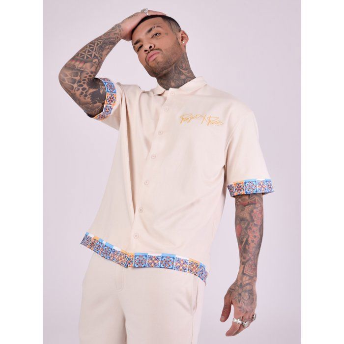 PROJECT X PARIS Chemise avec motifs azulejos Homme Ivoire Cdiscount Pret a Porter