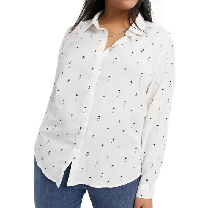 Chemise Blanche Etoiles Noir Femme Brave Soul Nadia Blanc Cdiscount Pret a Porter
