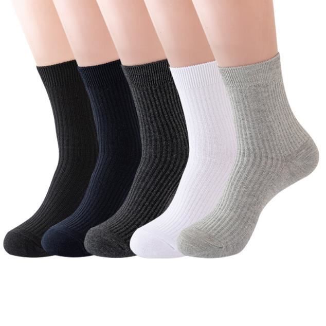 5 paires de chaussettes noires a double aiguille chaussettes a tube moyen pour hommes chaussettes en coton automne et hiver bas couleur de l image Cdiscount Pret a Porter