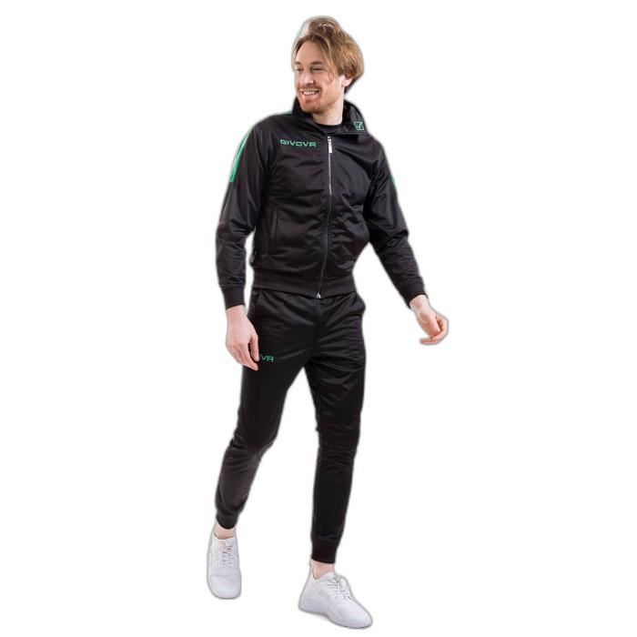 Surv tement Givova Revolution Noir verde 3XL Homme Multisport Veste avec zip et poches lat rales