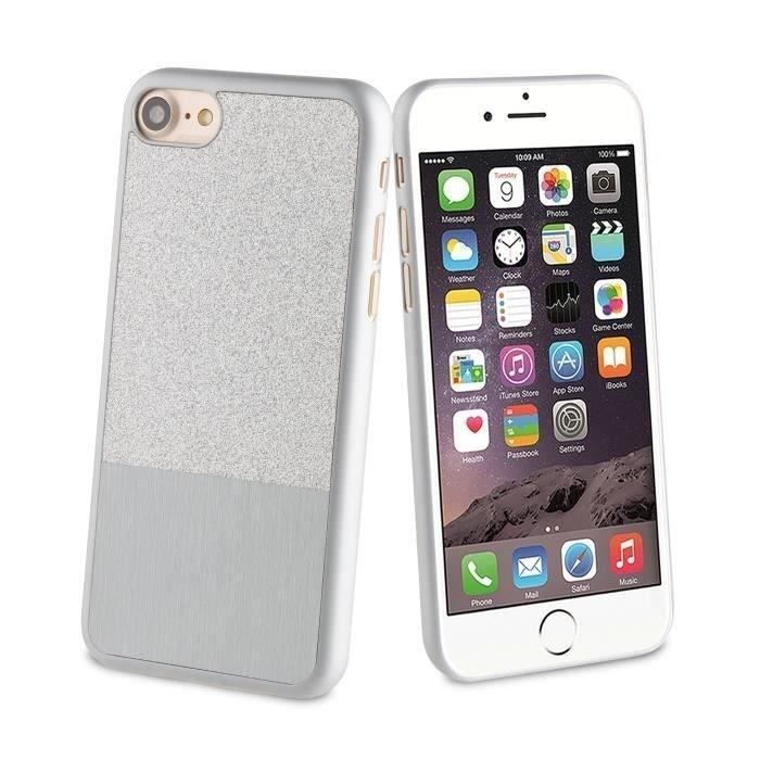 MUVIT LIFE Pack Coque PAILLETTE ARGENT + VERNIS Pour APPLE IPHONE 7