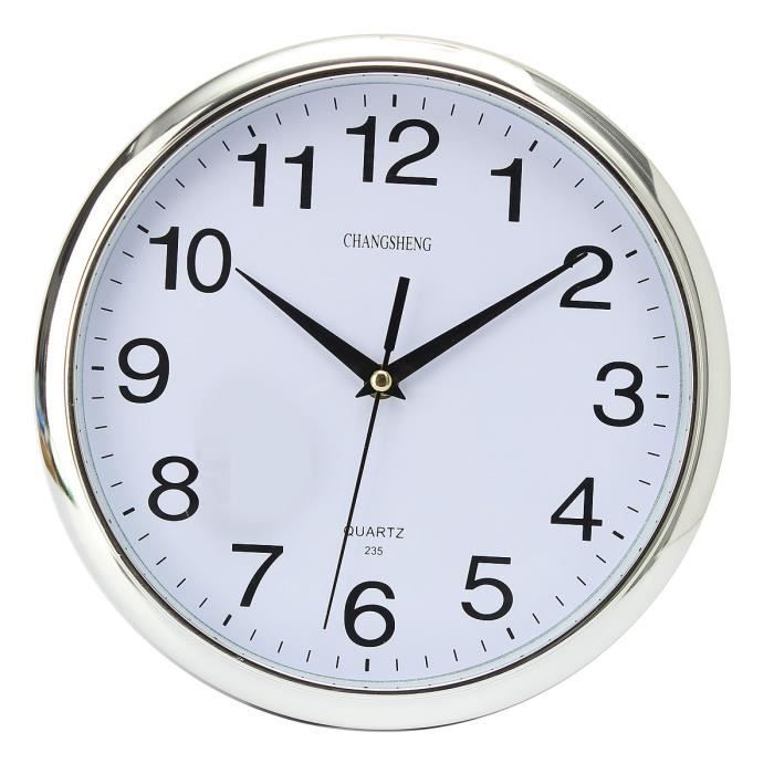 Lavent Horloge Murale 26cm Ronde Deco Maison Cuisine Plastique Argent Achat Vente Horloge Pendule Cdiscount