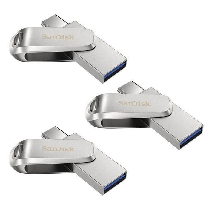 SanDisk Ultra Luxe Clé USB 3.1 Type C SDDDC4 064G G46 double connectique