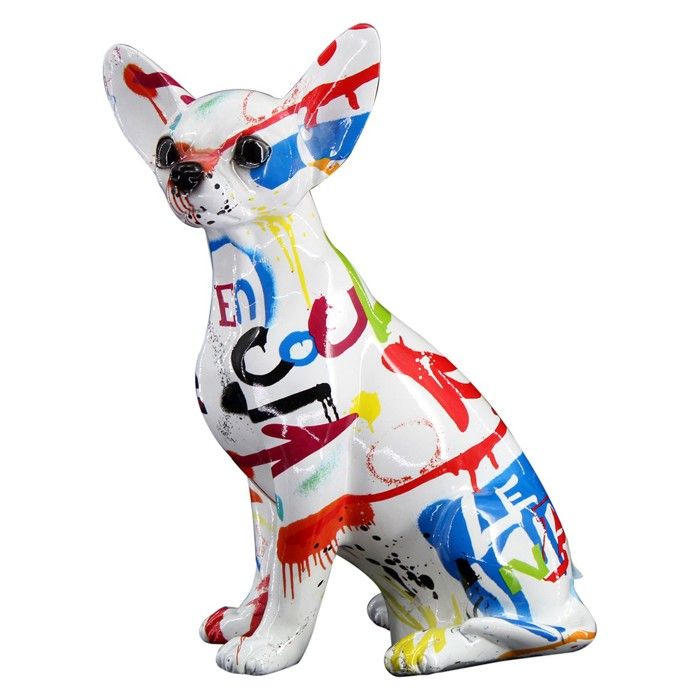 OBJET DECORATIF,D--Statue de chien en résine, Art coloré, Figurine