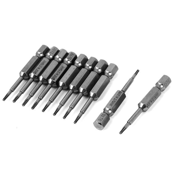 10 pcs 1//4/" tige hex 50 mm Long T7 Magnétique Torx Tournevis Bits