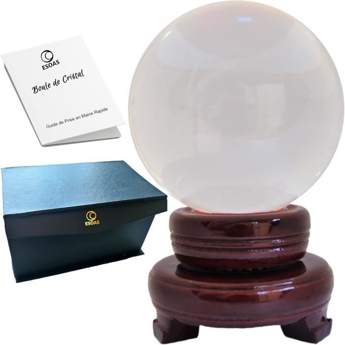 ESOAS Boule de Cristal Voyance Divinatoire (8cm) avec Support eois, Idéale Cristallomancie, Divination et Voyance [Garantie à Vi7