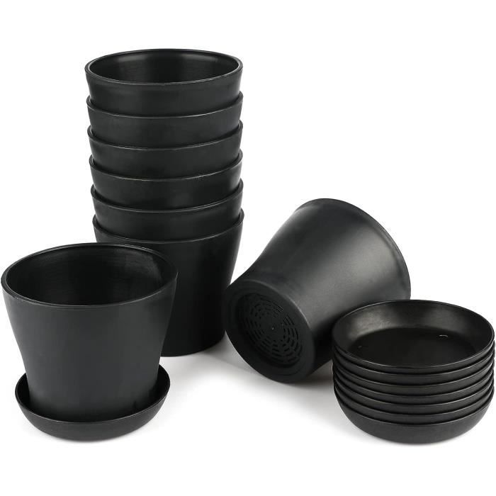 KINGLAKE Lot 6 Pots De Fleurs Transparents - Plastique Durable - Trou De Drainage - 11,5cm Diamètre
