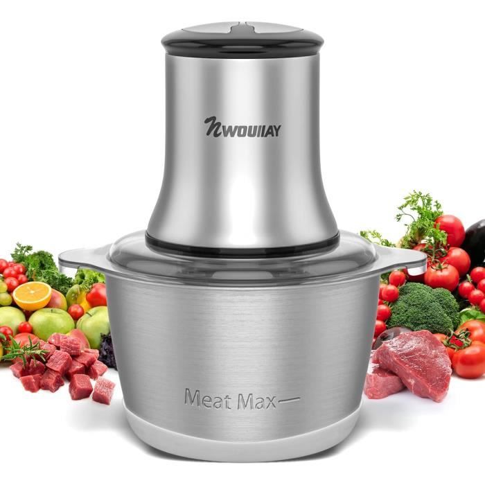 Hachoir Électrique en Acier Inox 600W 2L Hachoir à Viande Amovible à 2 Niveaux de Vitesse Protection Contre la Surchauffe avec Bol 4 Lames et Tampon en Plastique pour Viande Légumes et Hachoir Électrique en Acier Inox 600W 2L Hachoir à Viande Amovible à 2 Niveaux de Vitesse Protection Contre la Surchauffe avec Bol 4 Lames et Tampon en Plastique pour Viande Légumes et