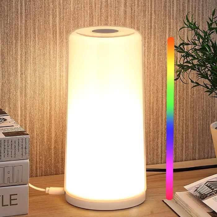 A.T.Lums Lampe de Chevet LED - Veilleuse LED avec Multicolore, 3 Niveaux de  Lnosité Adjustable, Contrôle Tactile, Dimmable Lampe29 - Cdiscount Maison