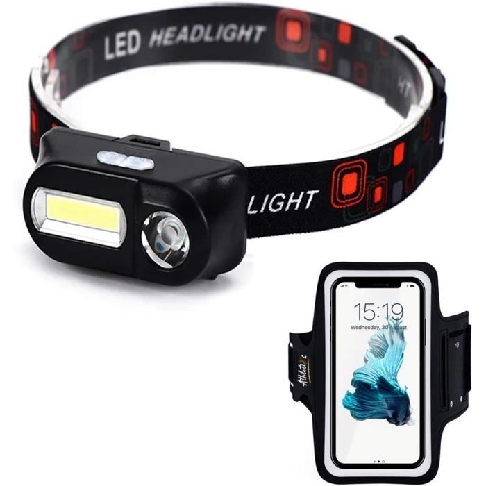 FHE Lampe frontale LED Phare LED étanche USB rechargeable réglable pour