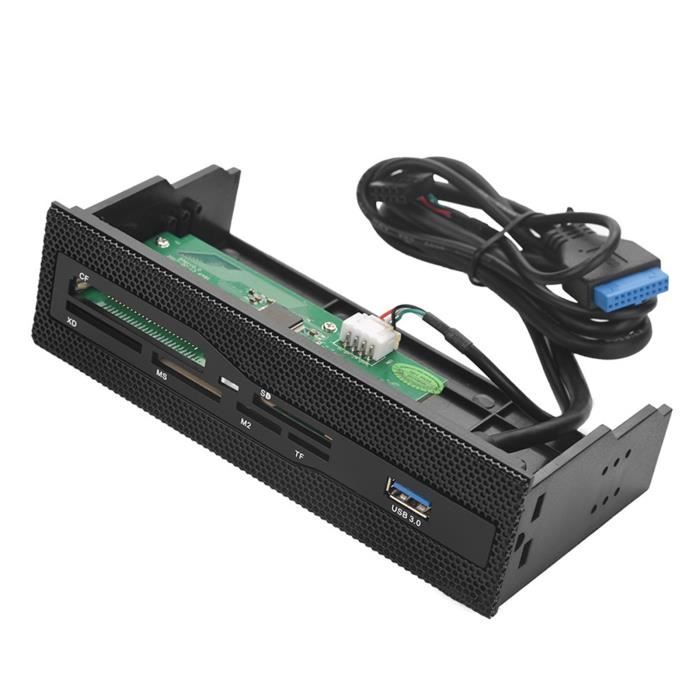 BEL-7590762062284-Lecteur de cartes Lecteur de carte USB 3.0 interne Panneau avant PC Dashboard pour baie de lecteur 5,25 pouces, so