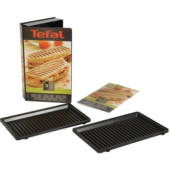 Plaques Grill Panini - TEFAL - Snack Collection - Compatible lave-vaisselle - Revêtement antiadhésif