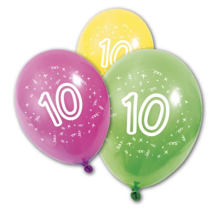 Ballon Anniversaire 10ans X8 Ref Ba1010 Achat Vente Ballon Decoratif Cdiscount