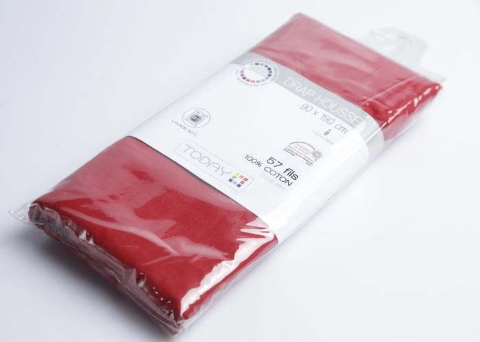 Drap housse - TODAY - 100% coton - Pomme damour - 90x190cm - 57 fils