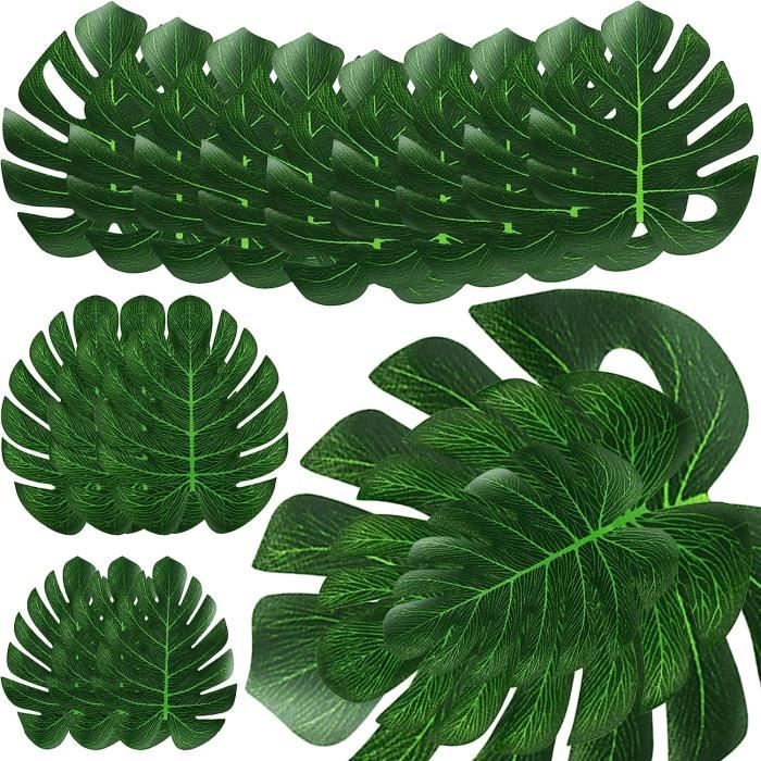 48 Feuilles De Palmier Artificielles Tropicales - 4 Tailles, Polyester, Décoration Jungle, Fête Hawaïenne