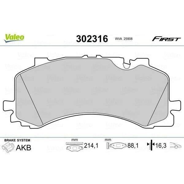 Plaquette de frein gamme first Audi q7 08.15> fr - VALEO - 302316