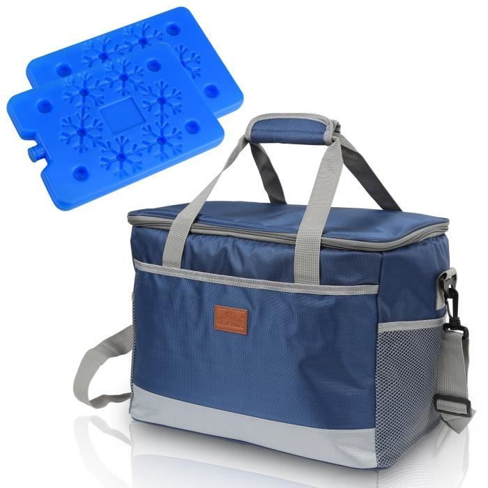 Glacière Isotherme Sac à Dos 30L - Camping, Pique-nique, Transport Nourriture/boissons, Gris