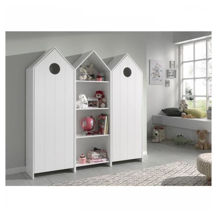 armoire enfant vipack casami 2 portes blanc - style classique - intemporel - bois - panneaux de particules