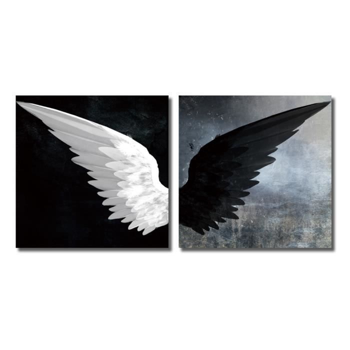 Aile blanche et noire Peinture murale sur toile Cadre/ framed Affiche  moderne de peinture de toile d'aile d'ange - Achat / Vente tableau - toile  - Cdiscount