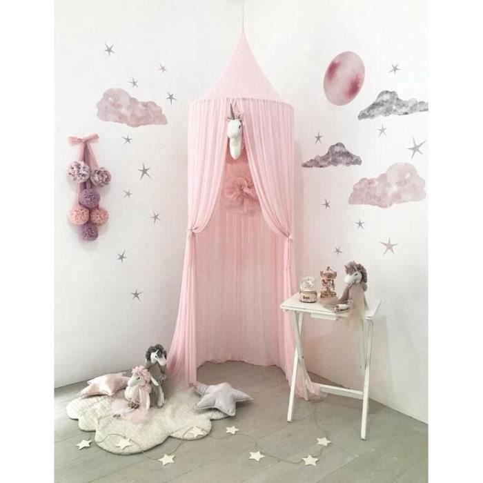 ywei cami o ciel de lit pour enfants baldaquin rideaux de lit tente de jeu intérieur décoration chambre princesse moustiquaire rose