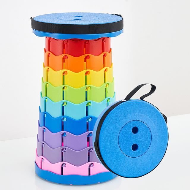 Tabouret Pliable Portable Bleu, Tabouret De Camping Télescopique