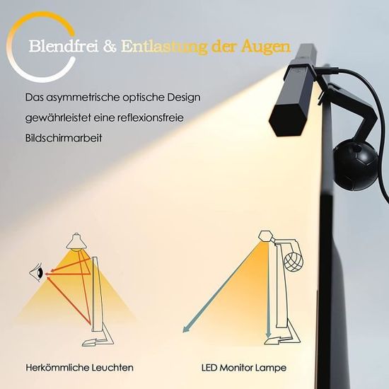 Ordinateur Moniteur Light, USB Lampe de Écran Ordianteur, LED Lampe de  Bureau Lecture, 3 Modes d'éclairage Réglables et 10 ni[O450] - Cdiscount  Maison