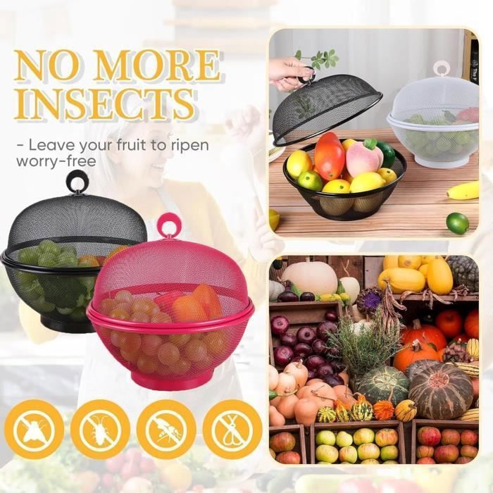 Lot De 2 Corbeilles à Fruits En Maille Métallique Avec Couvercle – Acier Inoxydable – Pour Cuisine Ou Extérieur - 8