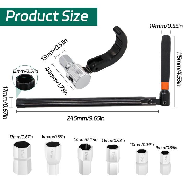 Wrench for Tap Set, Replacement Tap Wrench 9-17 mm, Key for Sink Tap ...