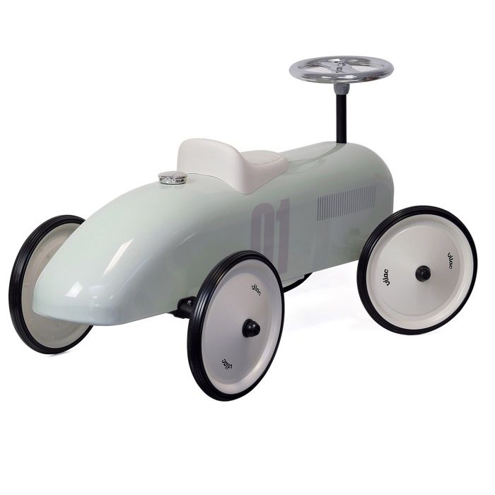 Porteur Voiture Vintage Janod – Bois Cintré, Volant Directionnel En Métal, Assise Amovible – Look Rétro, Roues Silencieuses – Dès 2 Ans
