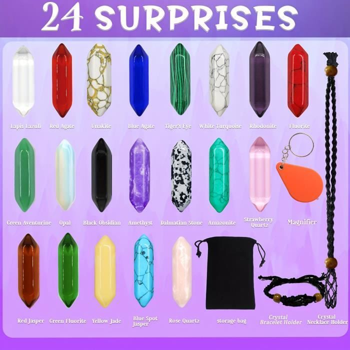 Calendrier De L'Avent En Pierres Précieuses - 24 Minéraux Naturels Avec Coffret Cadeau, Pour Collectionneurs Et Amateurs