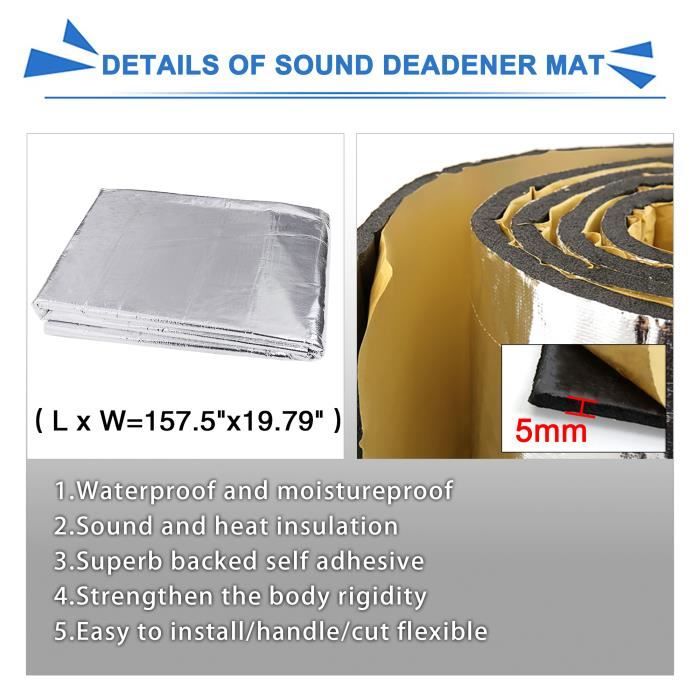 Isolant Phonique Tapis Isolation Phonique Voiture X AUTOHAUX 5mm - 303x100cm, Haute Densité, Capot/moteur/sol Isolation Moteur Sous Capot