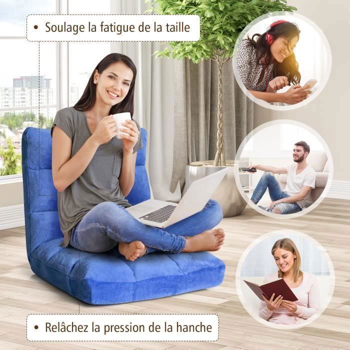 Chaise De Sol Pliable LIFEZEAL - 14 Positions, Rembourrage Épais, Dossier Grand, Polaire Corail - 2