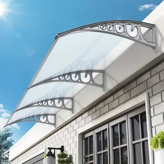 Auvent De Porte Marquise Résistante Aux Intempéries ABS Polycarbonate Aluminium 300 X 100 Cm Noir Marron 670cebfc2f953b0e29093d25