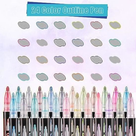 Frevoitna - Set De 12 Stylos Paillettes Double Effet - Encre à Base D'eau Non Toxique - Cadeau Fille 4-12 Ans - Scrapbooking Et Cartes