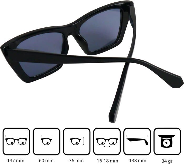 Lunettes De Soleil Lecture Mini Brille Rectangulaires - Monture Plastique Noire, Branches Métal, Étui Inclus